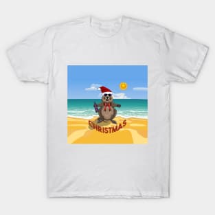 Christmas Quokka on the Beach T-Shirt